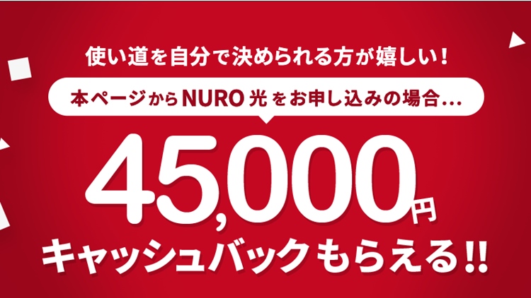 NURO光申し込み前に要確認!キャンペーン特典で45000円キャッシュバックの注意点